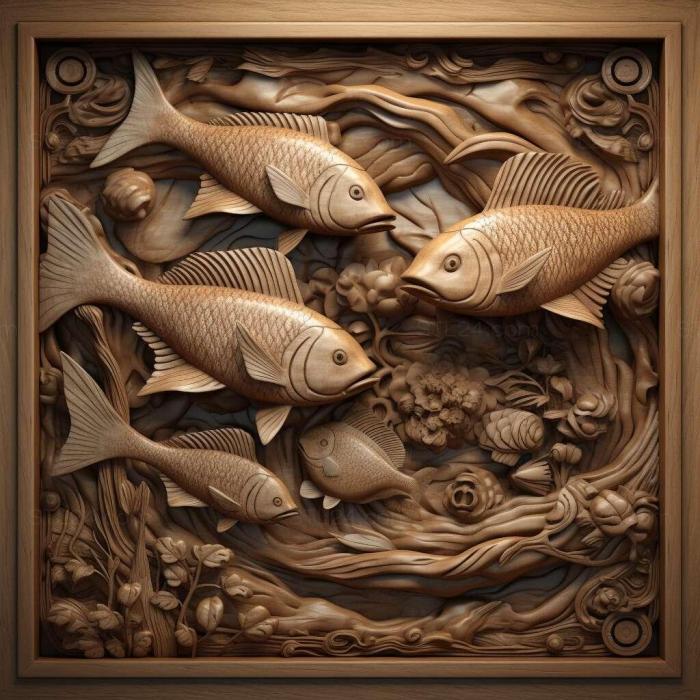 Nature and animals (Spot danio fish 4, NATURE_4740) 3D models for cnc